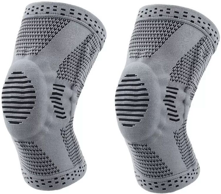 INF Schwarz-graue Kniebandage mit Federunterstützung und Silikonpolster (Einzeln) XL