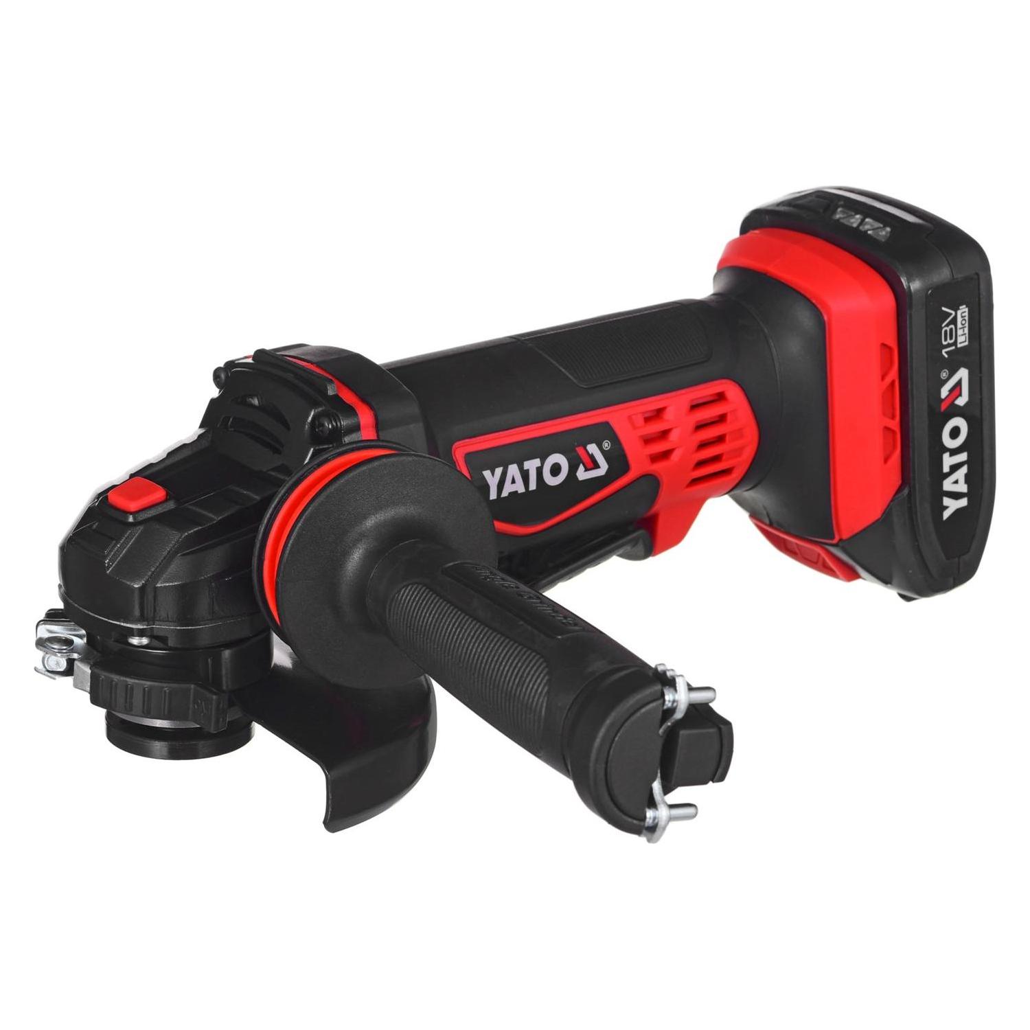 Yato Profi Akku-Winkelschleifer 18V 125mm inkl. 2000MAH Akku und Schnellladegerät YT-82826 (125 mm) (YT-82826)