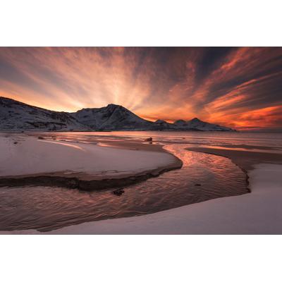 Fototapete PAPERMOON "Photo-Art JAROSLAV ZAKRAVSKY, GOLDENER SONNENUNTERGANG", bunt, B:3,5m L:2,6m, Vlies, Tapeten