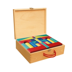 Halmakegel.com 60 Bauklötze im Bausteinkoffer - Farbe - 50mm 260155