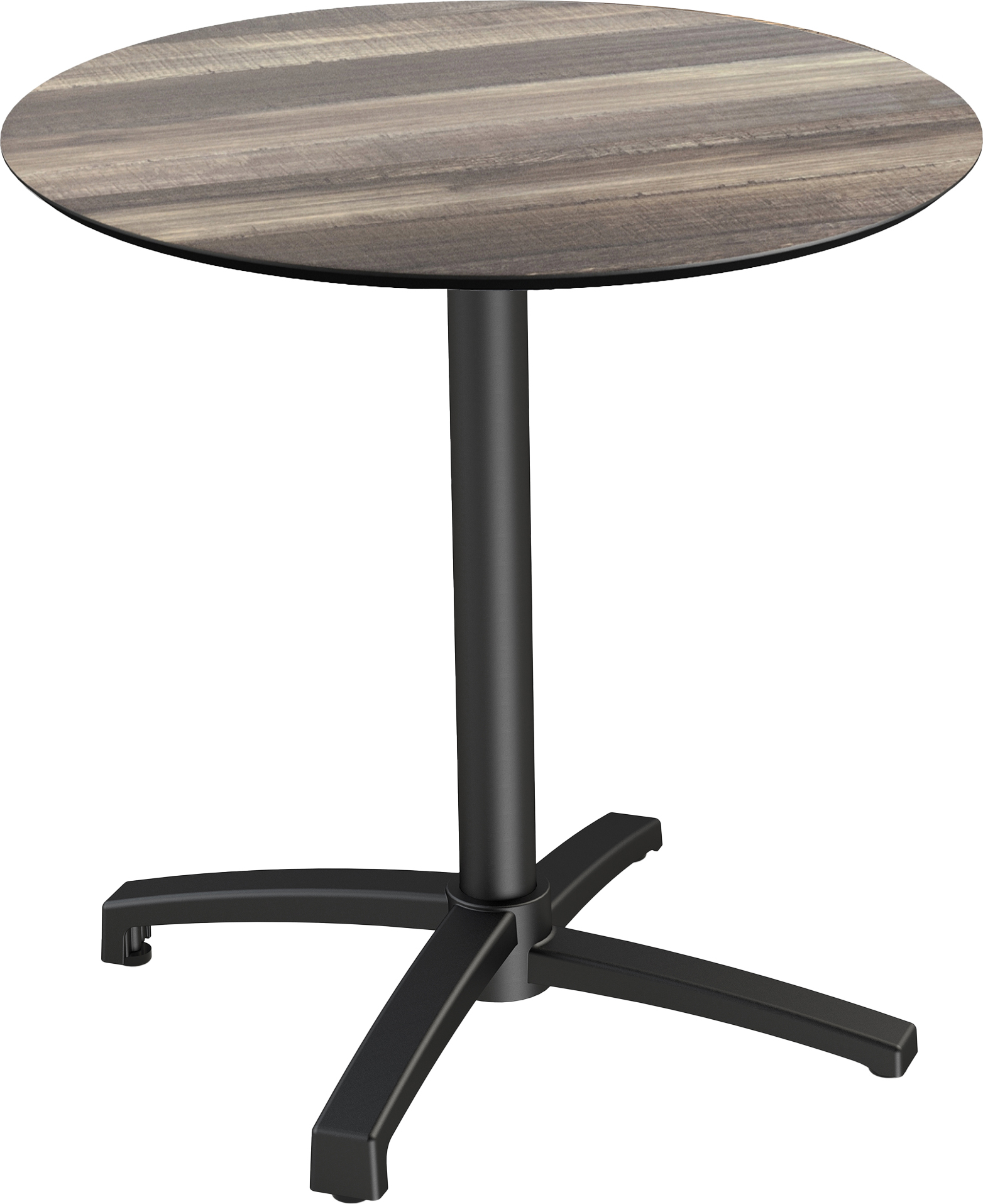 X Cross Terrassentisch Schwarz gestell + Tropical Wood HPL Ø70 cm