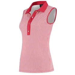 Par 69 Golf Bingo Damen Polo ärmellos rot/weiss