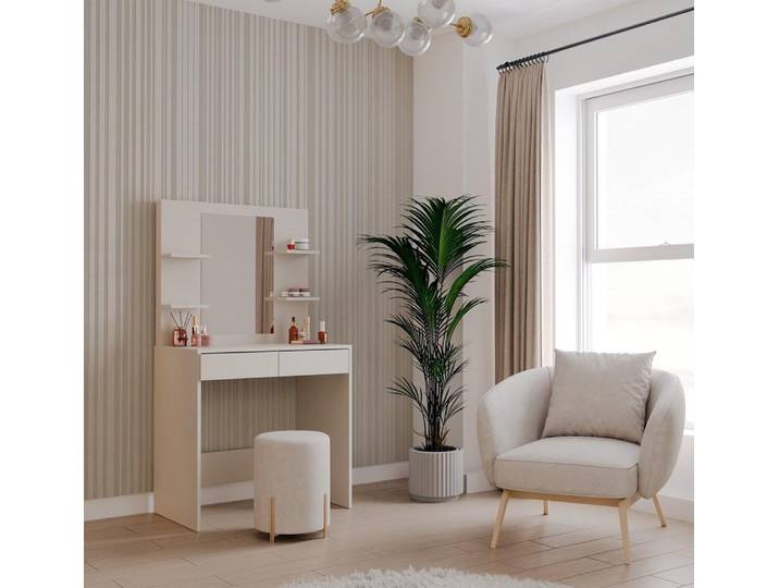 Coiffeuse avec tiroir et miroir ROMEA - cachemire