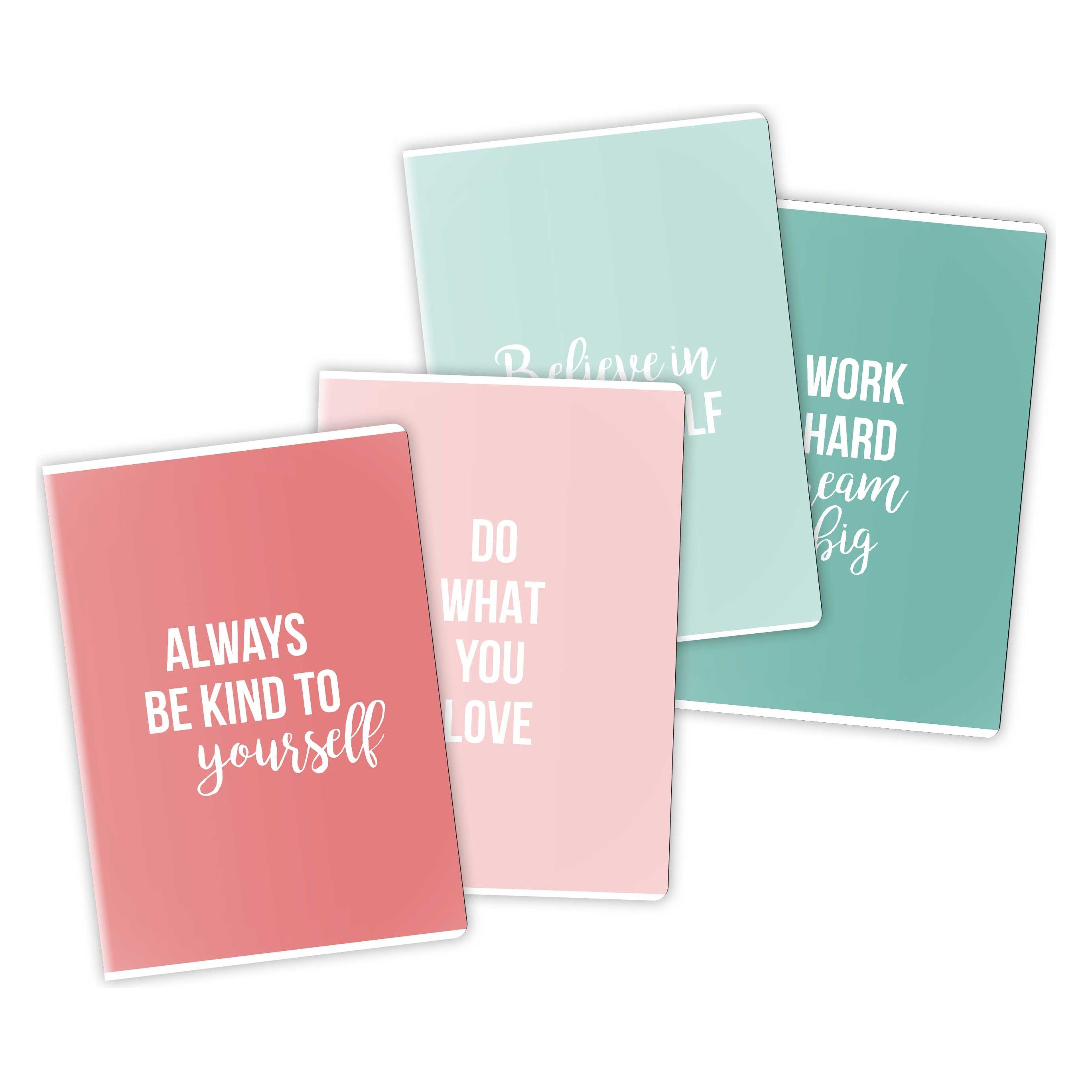 Papierdrachen 4 Schreibhefte DIN A4 - Motiv Pastell / Statements (A4, Liniert) (75025639)