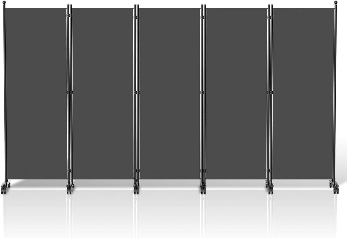 Mobiele ruimteverdeler met wielen - Antraciet - 284 x 181 cm