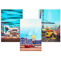 Digital-Baumwoll-Jersey-Coupon "Baustelle", bunt
