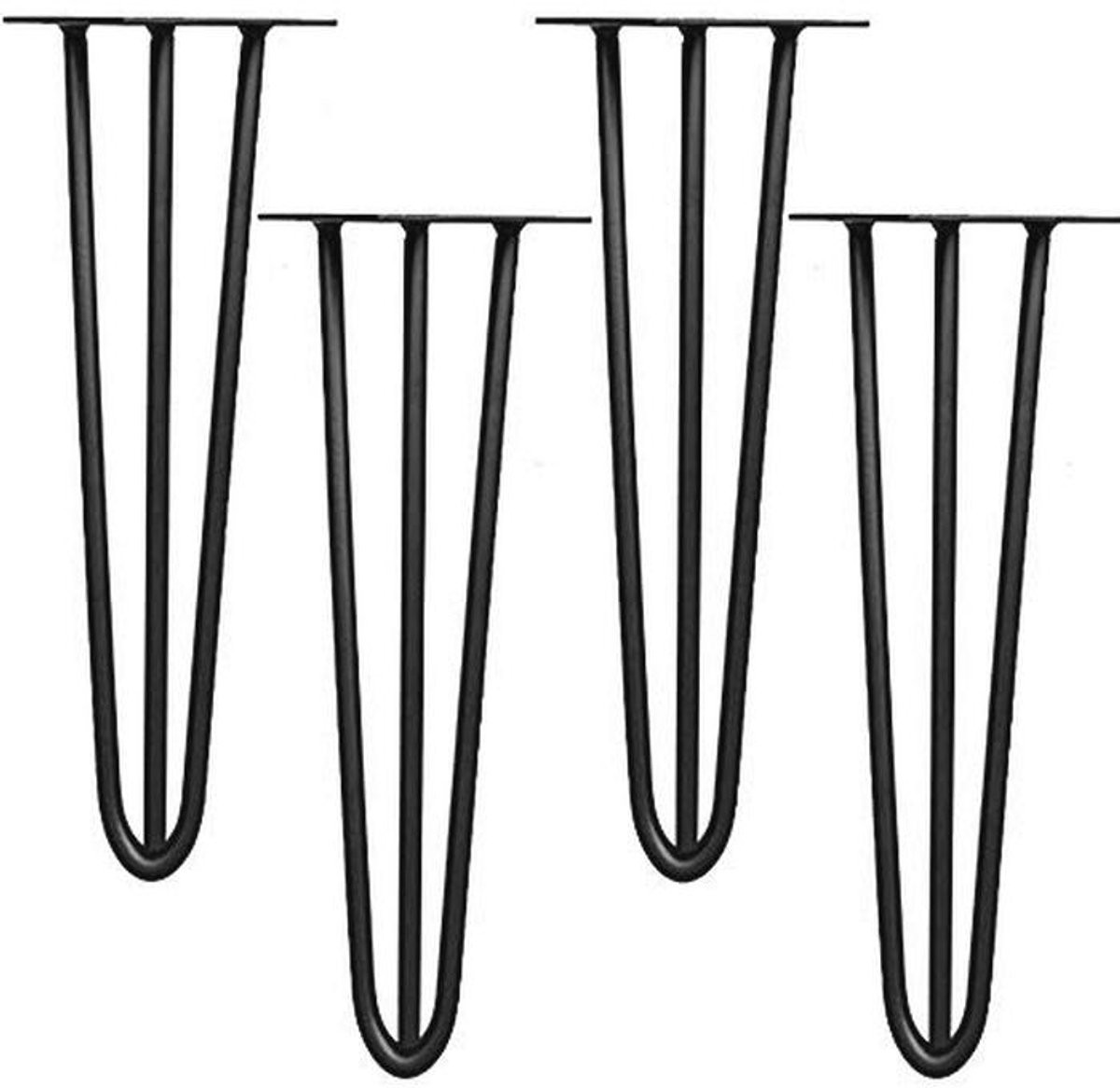 Haarspeld tafelpoten van 12 mm staal, Hoogte: 86 cm, Zwart
