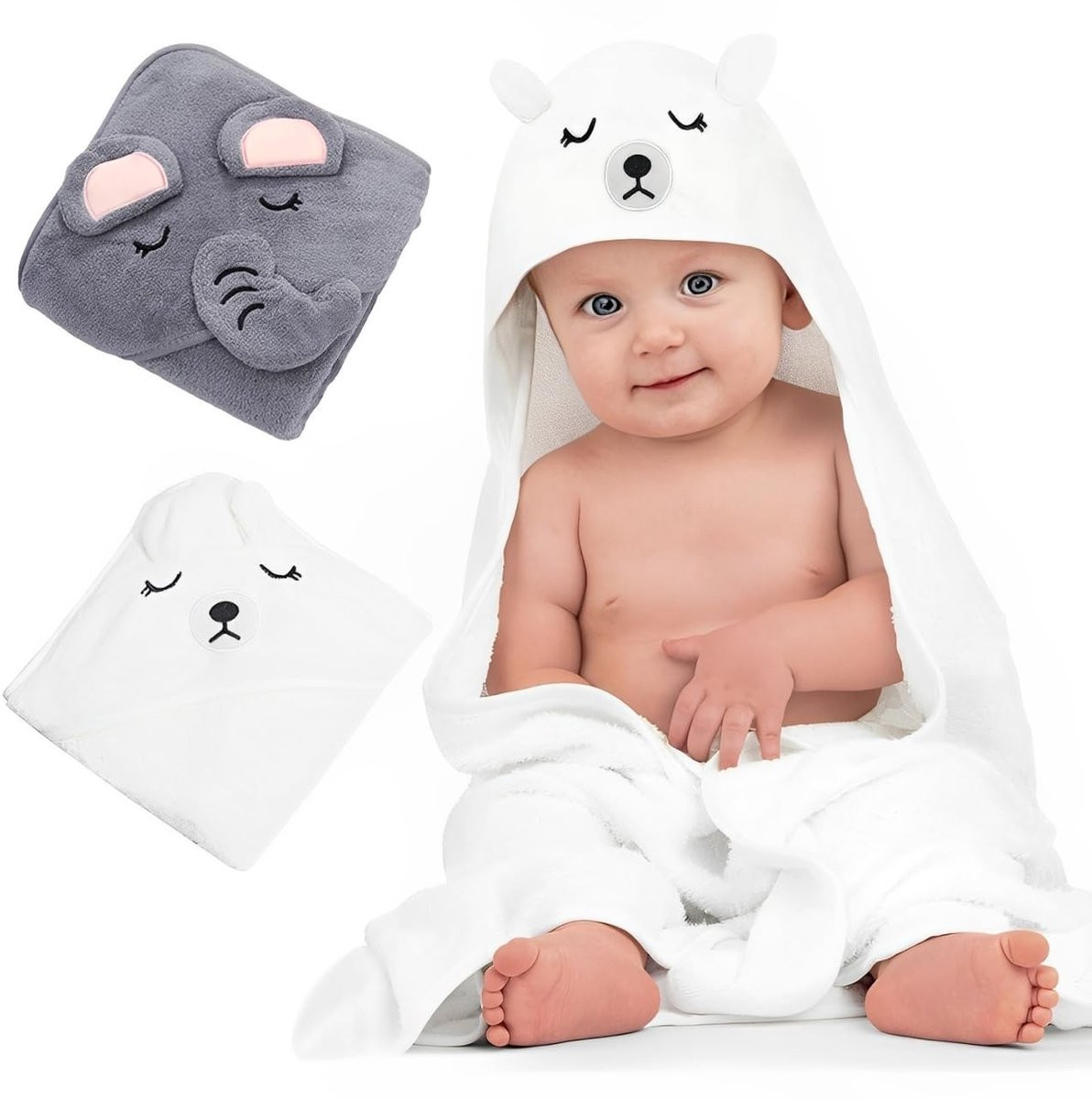 Dailygoods Babyhanddoeken met Capuchon - 2 Stuks - Biologische Bamboe - Koraalfluweel