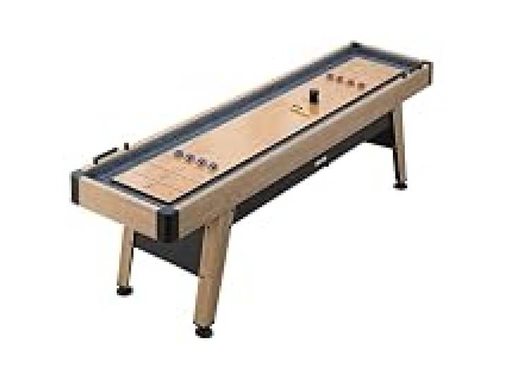 VEVOR Table de Shuffleboard 2,7 m en Bois Kit de Jeu de Palets Américain, pour Salle de Jeux Familiale Fête, avec Palets en Métal, Cire et Brosse, Plateau Résistant aux Rayures, Glisse Fluide