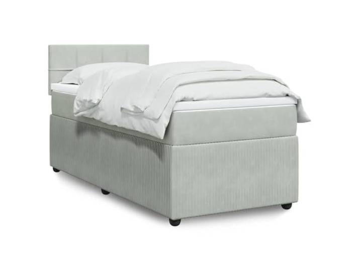 RJPLMFV Bettgestell, 90 x 200 cm, Velours, Hellgrau Taschenfedern, abnehmbarer Bezug, waschbar, atmungsaktive Oberfläche, optimaler Komfort
