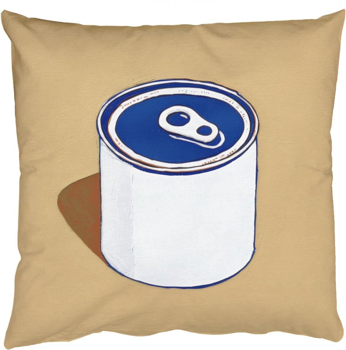 Minimalistisch blauw sierkussen met blikje illustratie, 60 x 60 cm