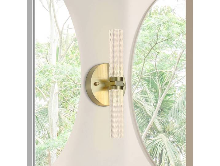 Searchlight Wandlampe Aberdeen, dimmbar, messing / gold, für Badezimmer, Metall, Wandleuchte, Wandlampe Bad