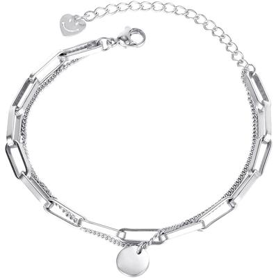 Armband FIRETTI "Schmuck Geschenk Edelstahl Armschmuck Ankerkettengliederung Plättchen", silber (edelstahlfarben), Armbänder, Damen, 22,5cm, Edelstahl, Armband