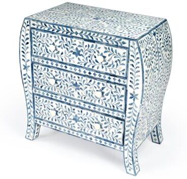Butler Trubadur Blue and White Bone Inlay 3 Drawer Chest