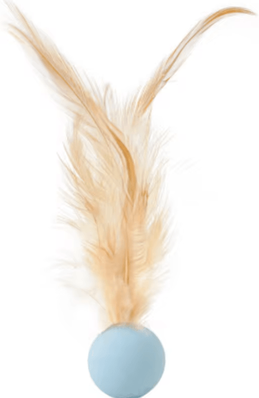 Inspire Curations FeatherBounce Elastic Ball Cat Toy Interactive Chase & Pounce Fun blue