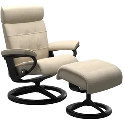 Stressless Sessel mit Hocker Erik Signature Leder Beige Batick Cream L (Large)