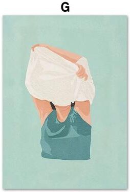 Inspired Finds Nordic Laundry Girl Canvas Wall Art Minimalist Bathroom And Living Room Decor g Minimal Flat Illustration 11.81x17.72in No Frame