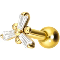 Titan Ohrpiercing mit Innengewinde KRISTALLBLUME