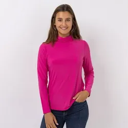 VIA MILANO Shirt, 1/1-Arm Rollkragen uni figurumspielend
