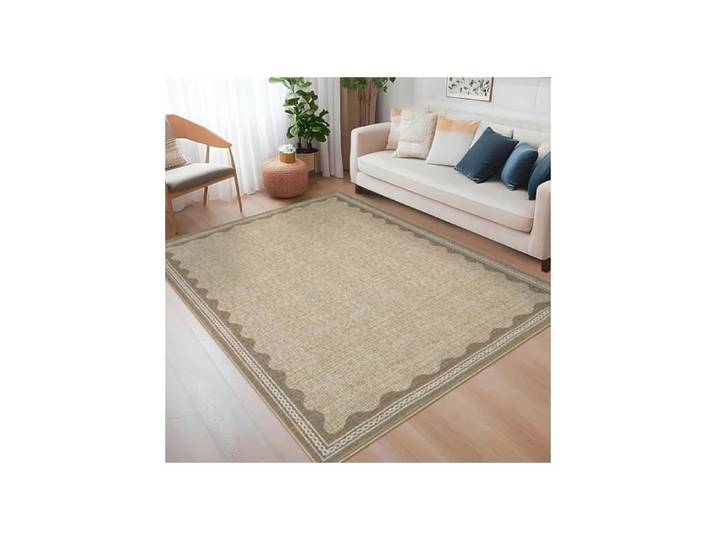 Tapis Moderne - LUNSY - Tapis lavable pour salon à poils courts - Beige - 200 x 290 cm