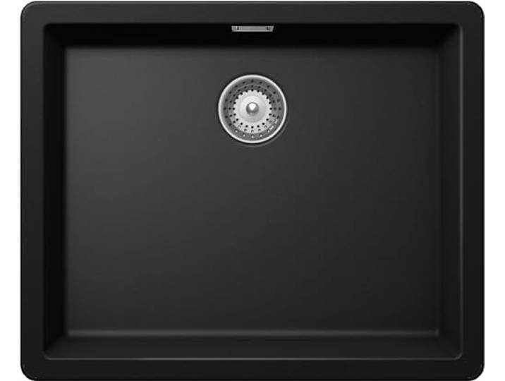 SCHOCK Küchenspüle Galaxy N100LU 1 Becken mit Haken unter dem Spülbecken inklusive, Material ®Cristadur, reines Schwarz, 530 x 430 mm