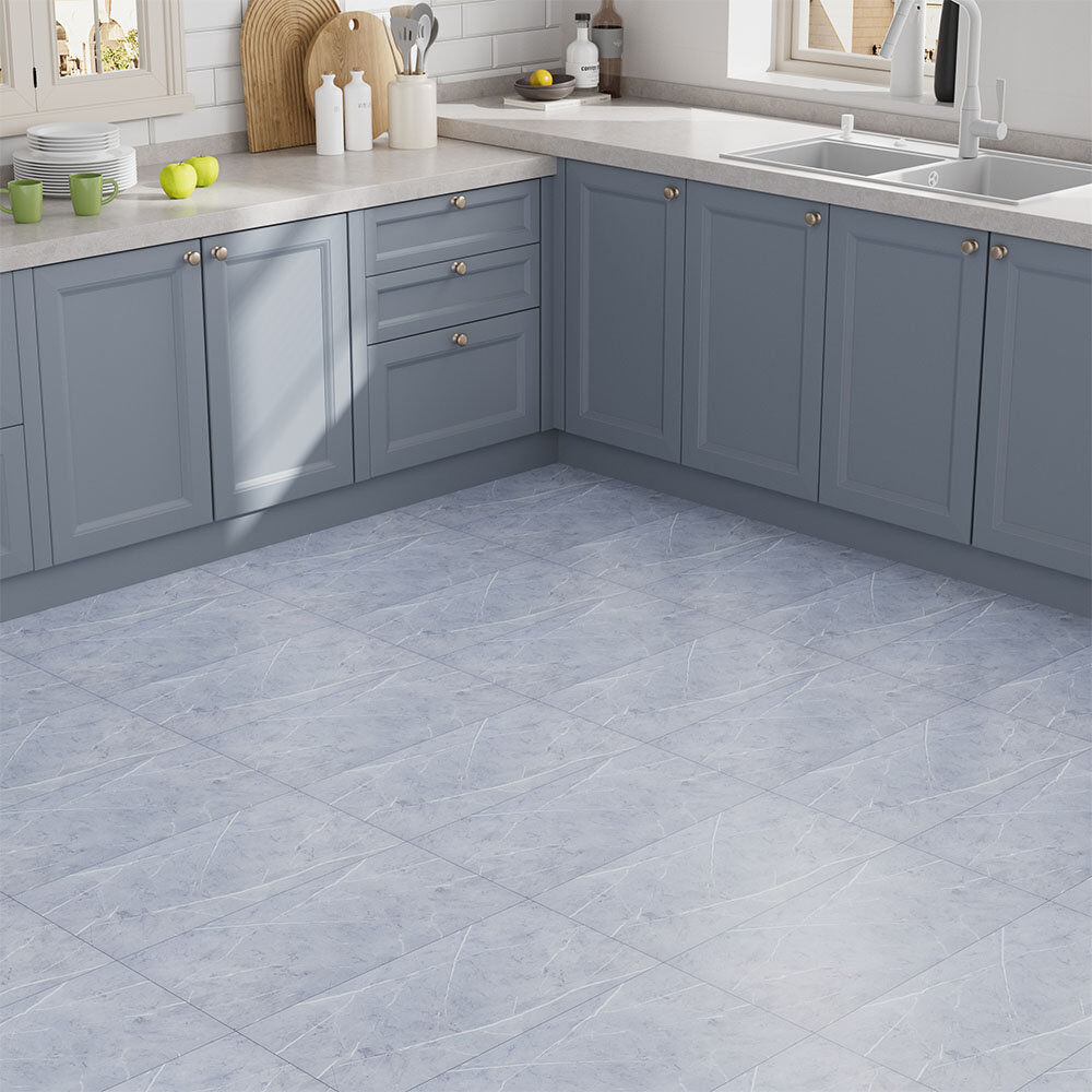 Ivy Bronx 28Pcs 60x30cm Realistic Stone Texture Self Adhesive PVC Flooring Light Grey 30cm W X 60cm L