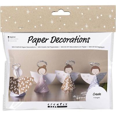 Creativ Company DIY Mini Kreativ Set Papierdeko, 4 x Engel, sortierte Farben