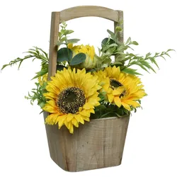 MARELIDA Sonnenblumen im Topf Kunstblumen Topfpflanze Dekoblumen H: 31cm gelb