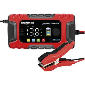 Kraftmax Autobatterie-Ladegerät BC-600, 12 V / 24 V, 5 A & 10 A, mit Batterietester & Erhaltungsladung