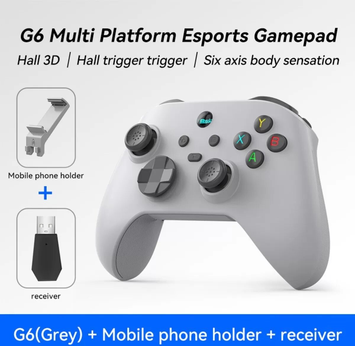 INF G6 Switch Bluetooth 5.3 Gamecontroller mit Hall-Effect-Joysticks für mehrere Plattformen Grau