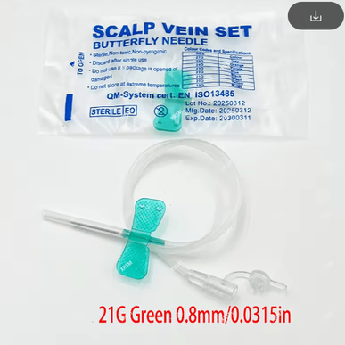 Inspire Picks Disposable Pet Butterfly Infusion Needle Veterinary IV Infusion Needle For Pet Medical Care 21g Green 100pcs