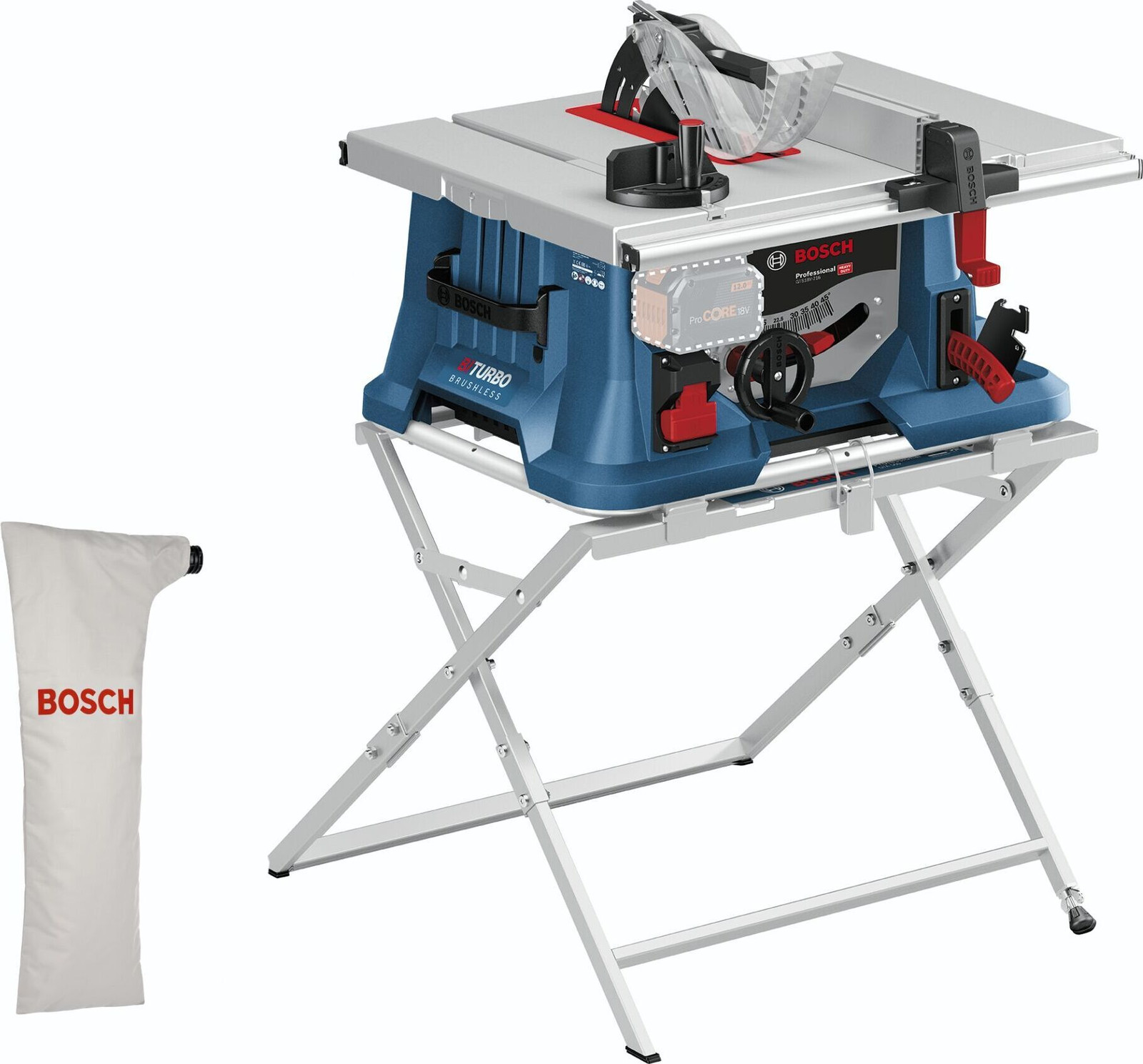 Bosch GTS 18V-216 Professional accu-tafelcirkelzaag 18 V 216 mm Biturbo met Bosch GTA 560 Professional onderstel