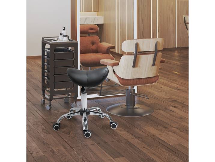 HOMCOM Tabouret Massage Pivotant Hauteur Réglable Noir