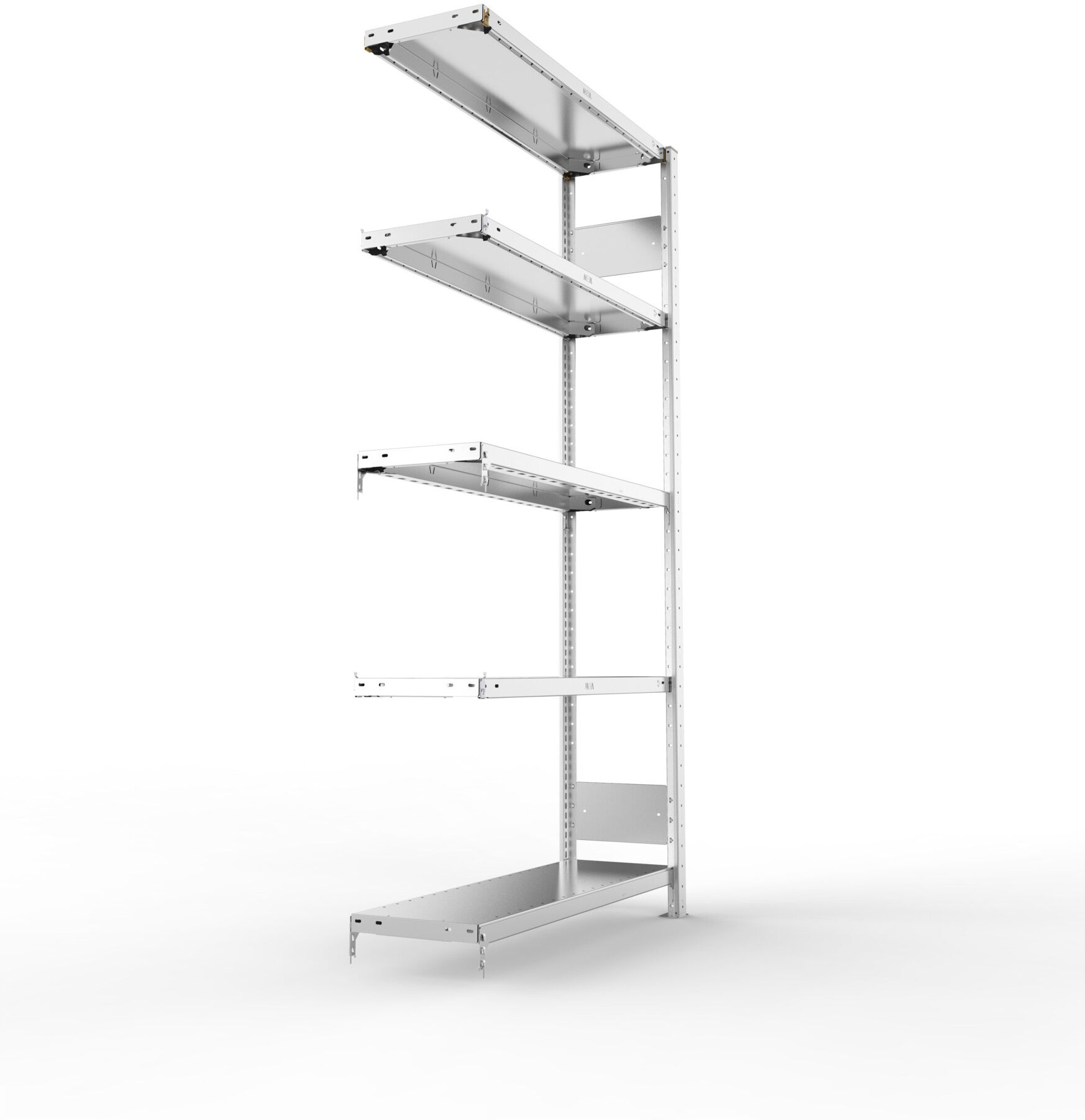 META S3 CLIP150 Fachbodenregal 2000x1000x300 mm, Anbauregal mit 5 Fachböden, beidseitige Bedienung, verzinkt (200185361)