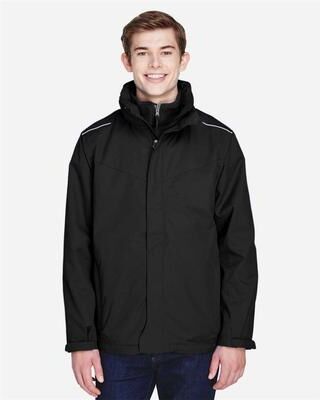 CORE365 88205 Men's Region 3-in-1 Jacket with Fleece Liner in Black size Medium   Polyester