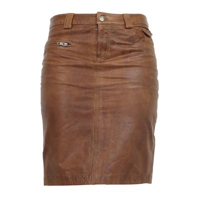 Bleistiftrock RICANO "Lederrock 0132 Skirt", Damen, Gr. M, braun (cognac), Obermaterial: 100% Lammnappaleder LANA., schmal, Röcke Bleistiftrock, Handgefertigt aus echtem Leder