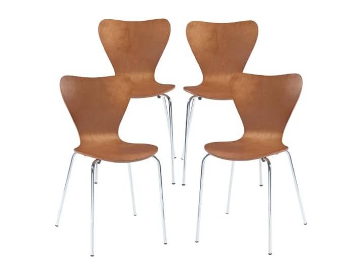 Helloshop26 Esszimmerstühle, modernes Design, robust, Walnuss-Effekt, Chrom, 03_0009811, 4 Stück