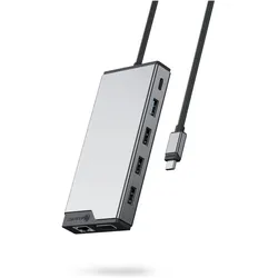 Alogic USB-C 12-IN-1 TRIPLE (USB-C, 12 Ports), Dockingstation + USB Hub, Schwarz, Grau