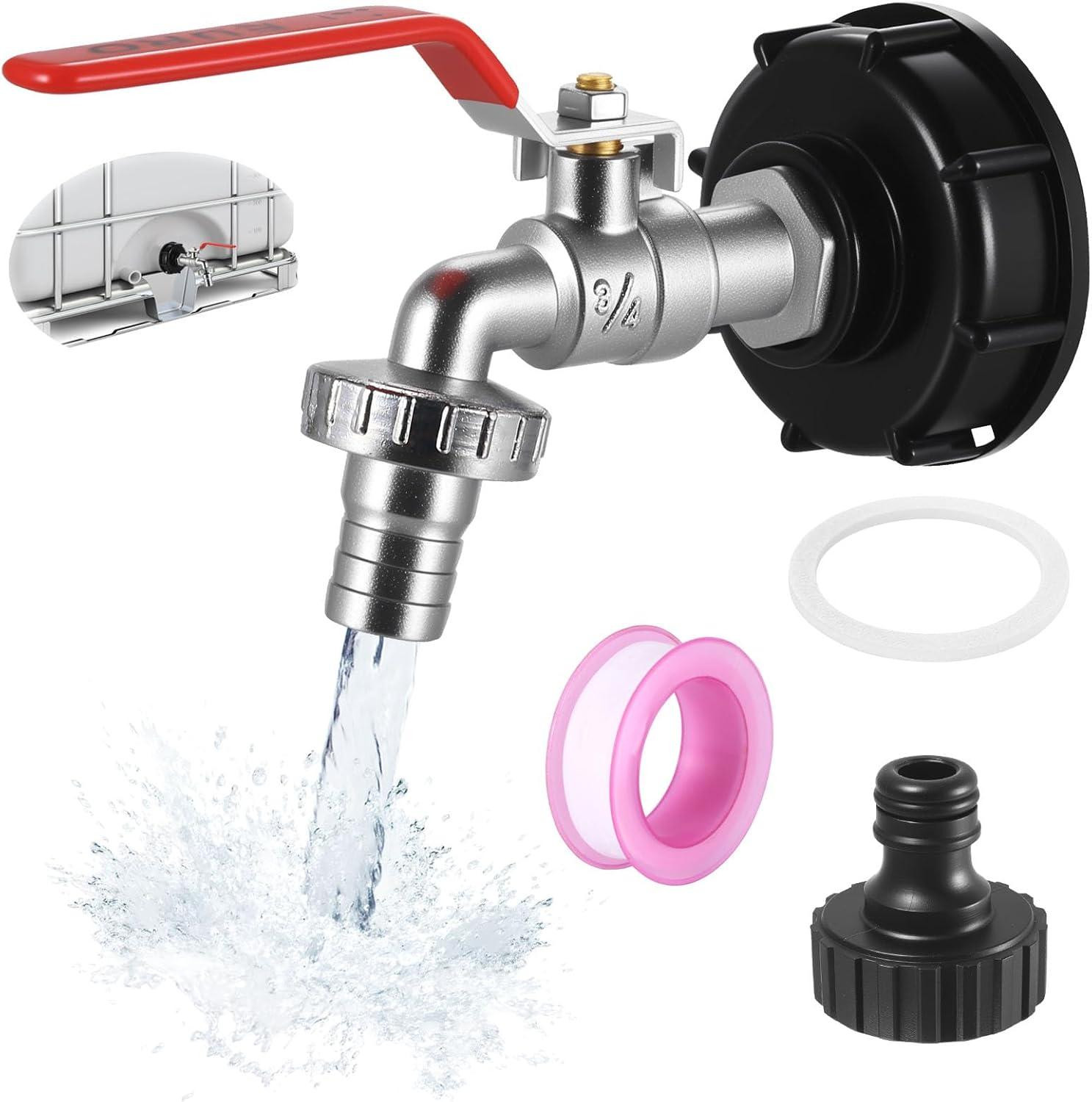 Kraanadapter voor IBC-tank, 3/4 inch, S60x6 schroefdraad, voor waterafvoer