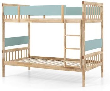 Costway Twin Over Twin Bunk Bed with Ladder and Full-length Guardrails-Natural