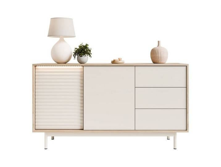 Lookway Kommode FLORENCE 2D3S mit Schubladen und LED-Beleuchtung, 140x40x77 cm
