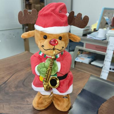 Tiny Tots Teens Trends Glowing Halloween Christmas Decoration, Electric Dancing Christmas Tree Plush Toy, Swinging Singing Festive Home elk