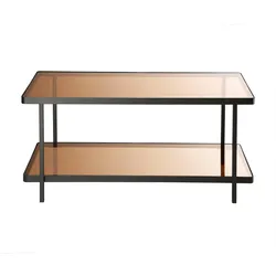 COUCHTISCH mit 2 rauchglas Platten 100/50/48 cm