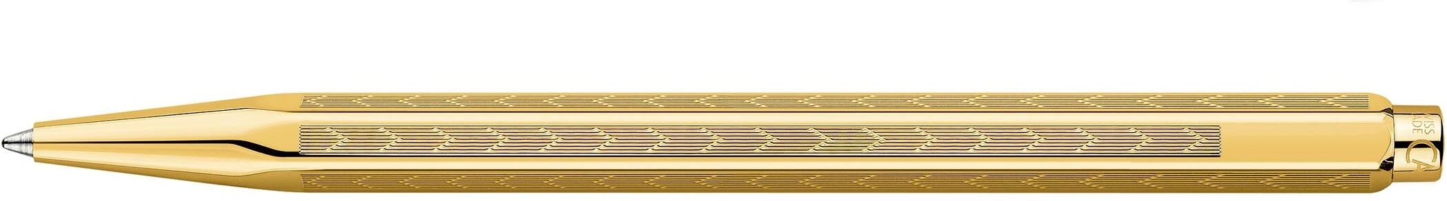 Kugelschreiber "Caran d'Ache Ecridor, Caran Chevron", gold (goldfarben), Metall, Stifte, Kugelschreiber goldfarben Einheitsgröße