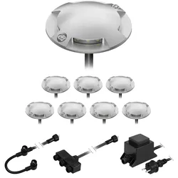 ledscom.de LED Boden-Aufbau-Leuchte Bunda, 4-flammig, für außen, befahrbar, kalt-weiß, 8er Set
