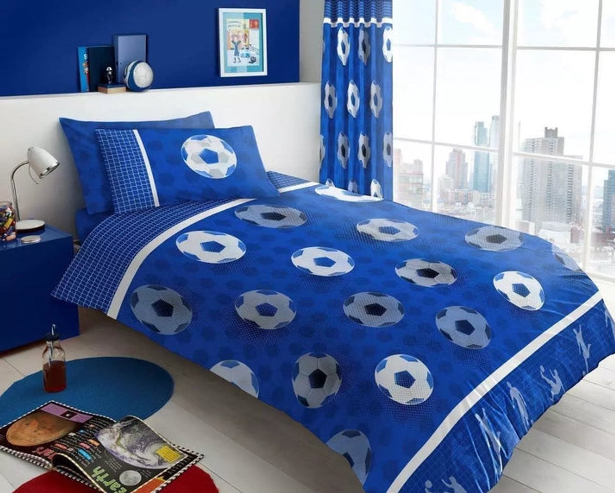 Gaveno Cavailia Dekbedovertrek Voetbal Goal met 1 kussensloop - Blauw - 140 x 200 cm