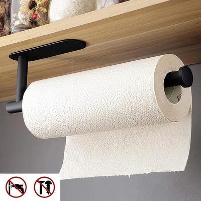Inspired Finds Adhesive Space Saver Paper Towel Holder And Toilet Roll Rack cylinder White