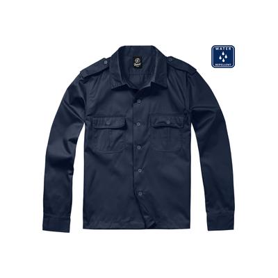 Langarmhemd BRANDIT "Brandit Herren US Shirt", Herren, Gr. XXL, US-Größen, blau (navy), 80% Polyester, 20% Baumwolle, unifarben, normal, Hemden