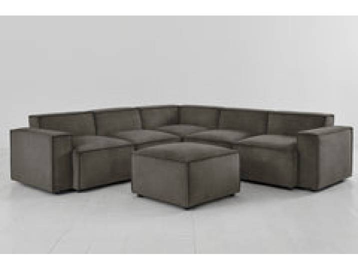 Ecksofa Model 03 mit Polsterhocker, Nerzgrau