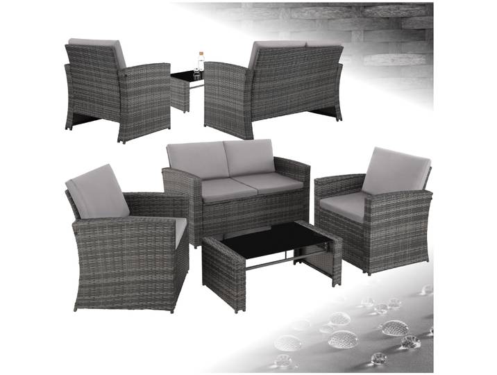 Rattan Lounge Jesolo - grau/hellgrau
